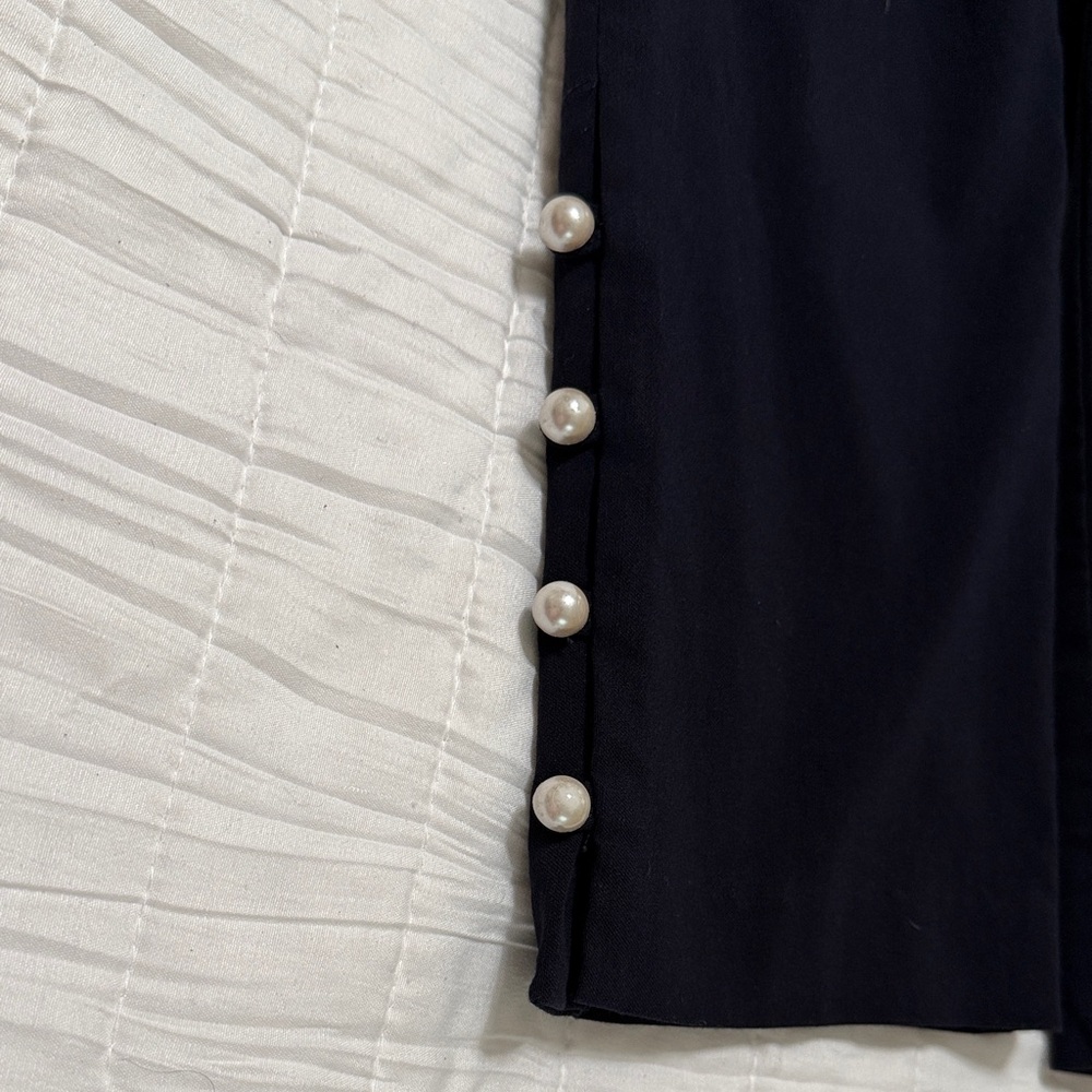 Counterparts Navy Cropped Pants with Pearl Accent